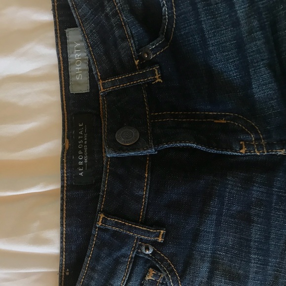 Aeropostale Ripped Darkwash Jean Shorts - Picture 2 of 2